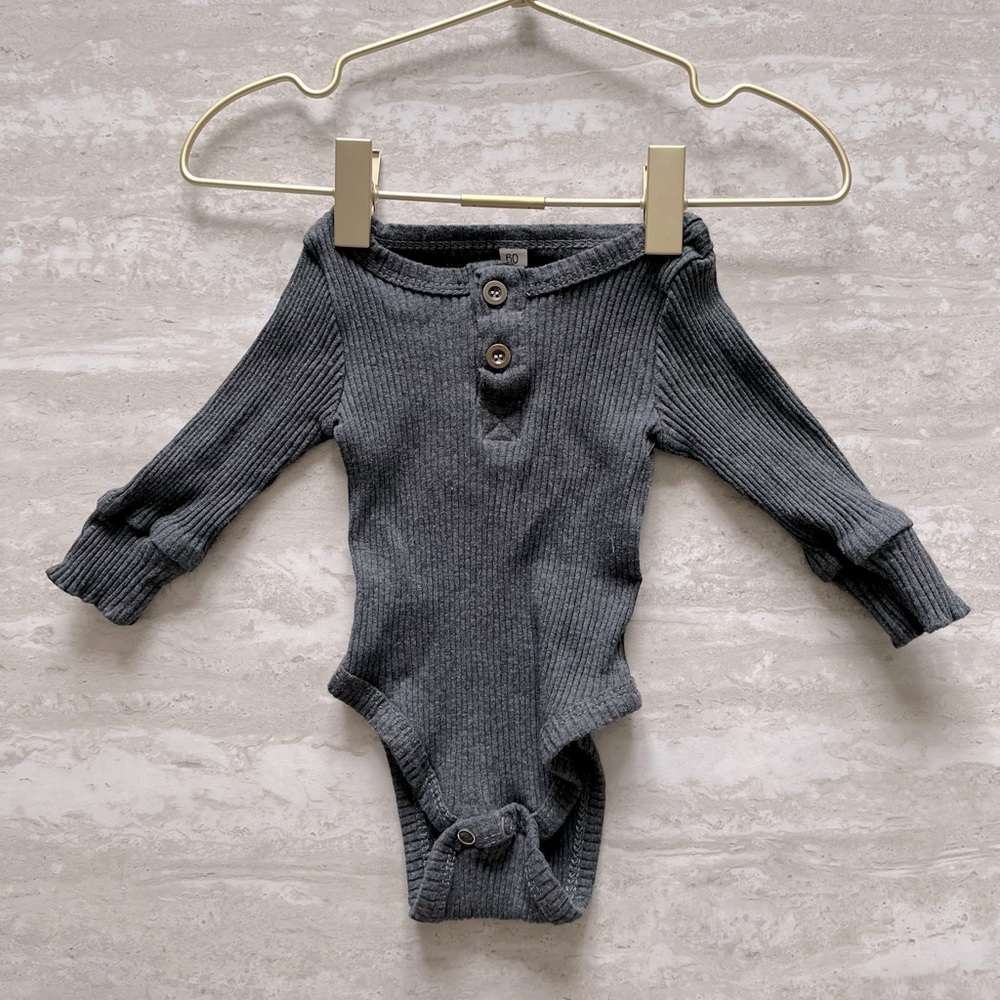 Newborn/Preemie Charcoal Baby Onesie